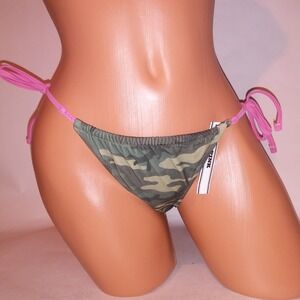 Victoria Secret PINK Swim Bikini Bottom XS Green Pink Camo Camouflage String New